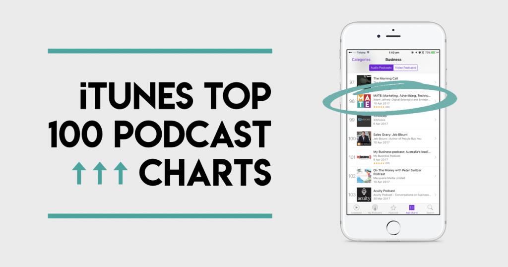 MATE podcast in the iTunes top 100 podcast charts